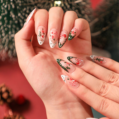 24Pcs Marble Gradient Long Coffin False Nails Full Cover Nail Tips Press Glue Detachable Wearable Gold Foil Ballerina Fake Nails