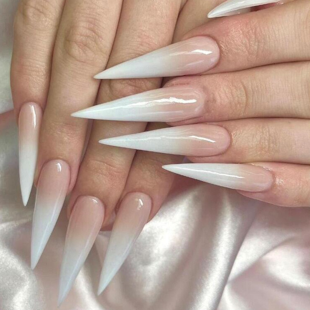 24Pcs Oval Head False Nails Almond Artificial Fake Nails With Glue Full Cover Nail Tips Press On Nails DIY Manicure Tools