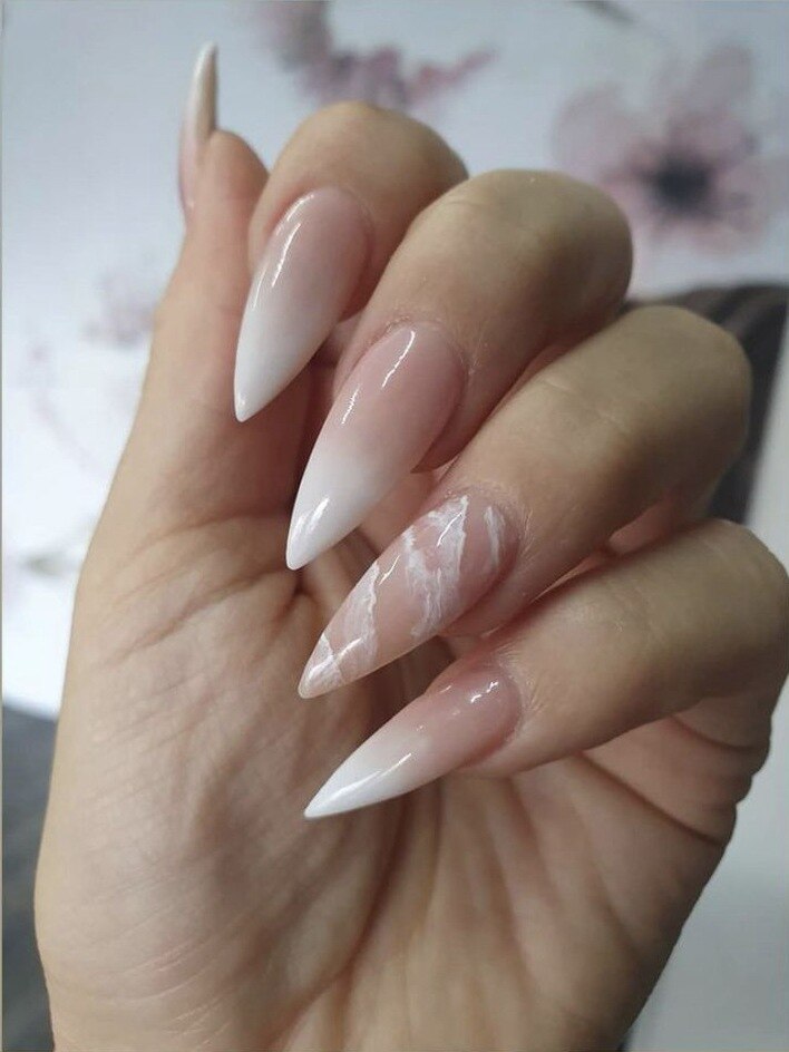 24Pcs Oval Head False Nails Almond Artificial Fake Nails With Glue Full Cover Nail Tips Press On Nails DIY Manicure Tools
