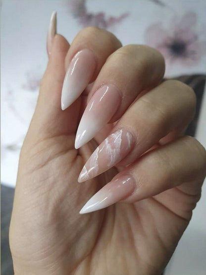 24Pcs Oval Head False Nails Almond Artificial Fake Nails With Glue Full Cover Nail Tips Press On Nails DIY Manicure Tools