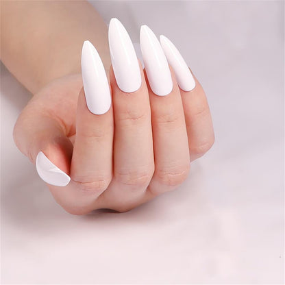24Pcs Oval Head False Nails Pink Almond Artificial Fake Nails With Glue Full Cover Nail Tips Press On Nails DIY Manicure Tools