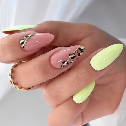 24Pcs Oval Head False Nails Pink Almond Artificial Fake Nails With Glue Full Cover Nail Tips Press On Nails DIY Manicure Tools