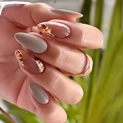 24Pcs Oval Head False Nails Pink Almond Artificial Fake Nails With Glue Full Cover Nail Tips Press On Nails DIY Manicure Tools