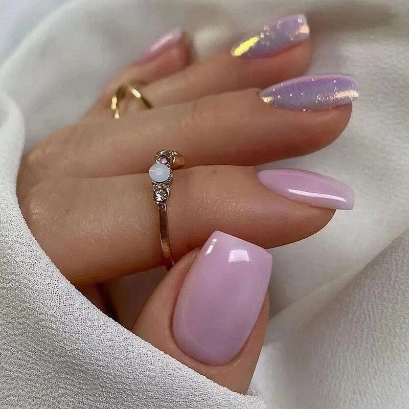 24Pcs Purple Y2K Press on Nails Star Diamond Designs Full Cover Fake Nails Long Coffin Acrylic False Nails for Women 2024 New