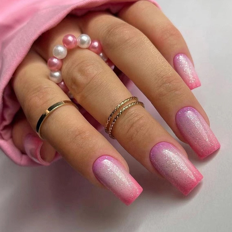 24Pcs Purple Y2K Press on Nails Star Diamond Designs Full Cover Fake Nails Long Coffin Acrylic False Nails for Women 2024 New