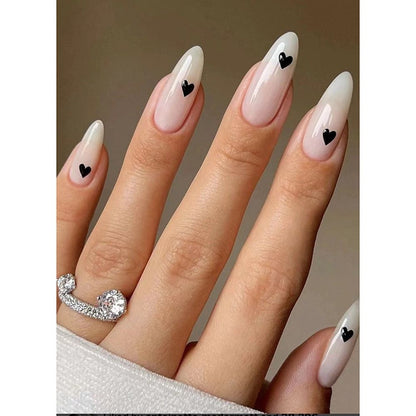 24Pcs/Set Fake Nails With Glue Full Cover Nail Tips Press On Med Nails DIY Manicure Oval Head False Nails Pink Almond Artificial