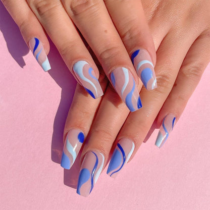 24Pcs/Set Fake Nails With Glue Full Cover Nail Tips Press On Med Nails DIY Manicure Oval Head False Nails Pink Almond Artificial