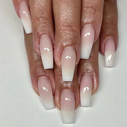24Pcs Shiny Pearl Wearable False Nails Short Square Fake Nail Simple Summer Press on Nails Detachable Full Cover Nail Tips