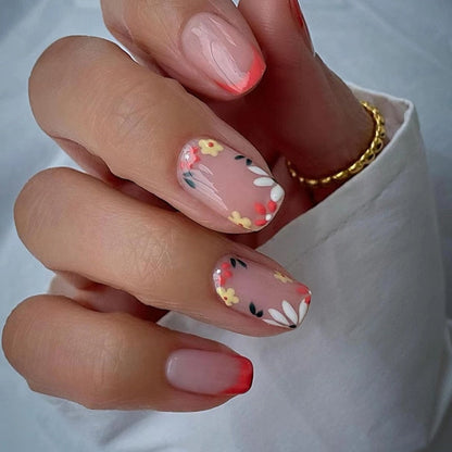 24Pcs Shiny Pearl Wearable False Nails Short Square Fake Nail Simple Summer Press on Nails Detachable Full Cover Nail Tips