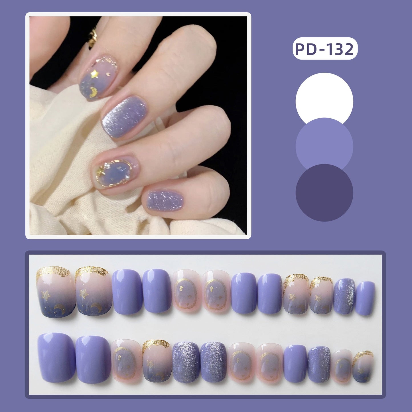 24Pcs Short Square Head False Nails Wearable Cat eye Glitter Sequins Diamond Fake Nails Full Cover Nail Tips Press On Nails