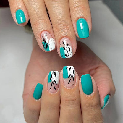 24Pcs Square Head False Nails 2024 New Full Cover Nail Tips Detachable Short Fake Nails Press on Nails Manicure Tools