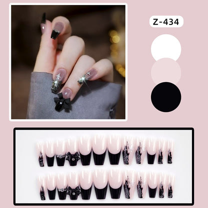 24Pcs Super Shiny False Nails 3D Drop Diamond y2k Mid-length Coffin Ballet Fake Nails Full Finished Fake Nail Patches For Girls