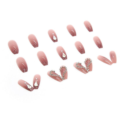 24Pcs Super Shiny False Nails 3D Drop Diamond y2k Mid-length Coffin Ballet Fake Nails Full Finished Fake Nail Patches For Girls