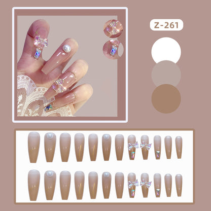 24Pcs Super Shiny False Nails 3D Drop Diamond y2k Mid-length Coffin Ballet Fake Nails Full Finished Fake Nail Patches For Girls