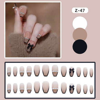 24Pcs Super Shiny False Nails 3D Drop Diamond y2k Mid-length Coffin Ballet Fake Nails Full Finished Fake Nail Patches For Girls