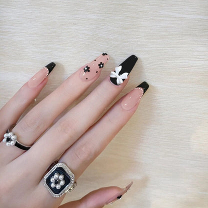 24Ps Childlike Fake Nails With Glue Cute Kawaii Personality Stick On Nails False Girls Short Press On Nail Art DIY Manicure Tool