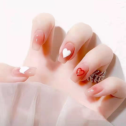 24Ps Childlike Fake Nails With Glue Cute Kawaii Personality Stick On Nails False Girls Short Press On Nail Art DIY Manicure Tool