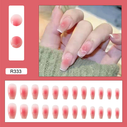 24Ps Childlike Fake Nails With Glue Cute Kawaii Personality Stick On Nails False Girls Short Press On Nail Art DIY Manicure Tool