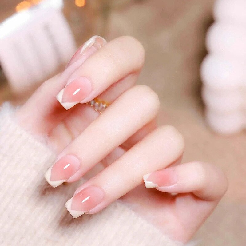 24Ps Childlike Fake Nails With Glue Cute Kawaii Personality Stick On Nails False Girls Short Press On Nail Art DIY Manicure Tool