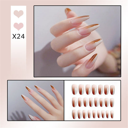 24Ps Childlike Fake Nails With Glue Cute Kawaii Personality Stick On Nails False Girls Short Press On Nail Art DIY Manicure Tool