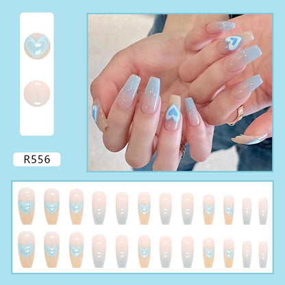 24Ps Childlike Fake Nails With Glue Cute Kawaii Personality Stick On Nails False Girls Short Press On Nail Art DIY Manicure Tool