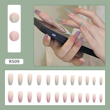 24Ps Childlike Fake Nails With Glue Cute Kawaii Personality Stick On Nails False Girls Short Press On Nail Art DIY Manicure Tool