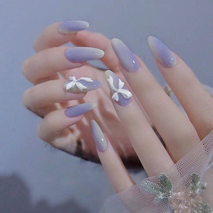 24Ps Childlike Fake Nails With Glue Cute Kawaii Personality Stick On Nails False Girls Short Press On Nail Art DIY Manicure Tool