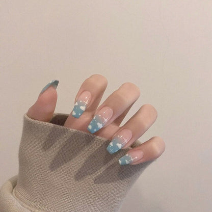 24Ps Childlike Fake Nails With Glue Cute Kawaii Personality Stick On Nails False Girls Short Press On Nail Art DIY Manicure Tool