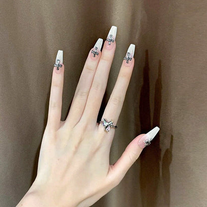 24Ps Childlike Fake Nails With Glue Cute Kawaii Personality Stick On Nails False Girls Short Press On Nail Art DIY Manicure Tool