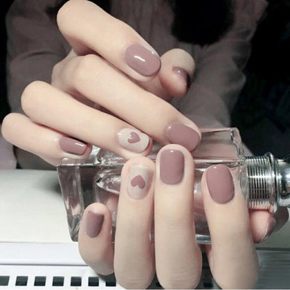 24Ps Childlike Fake Nails With Glue Cute Kawaii Personality Stick On Nails False Girls Short Press On Nail Art DIY Manicure Tool