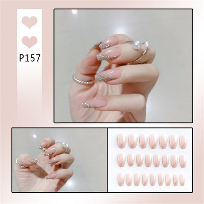 24Ps Childlike Fake Nails With Glue Cute Kawaii Personality Stick On Nails False Girls Short Press On Nail Art DIY Manicure Tool