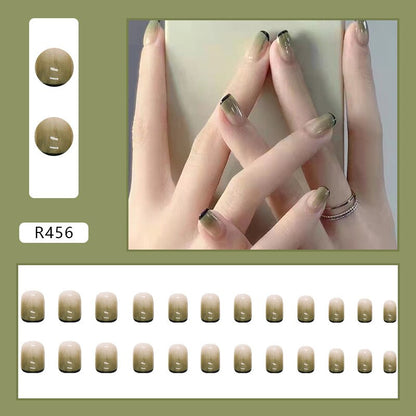 24Ps Childlike Fake Nails With Glue Cute Kawaii Personality Stick On Nails False Girls Short Press On Nail Art DIY Manicure Tool