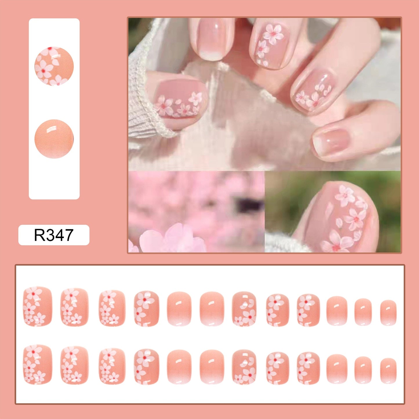 24Ps Childlike Fake Nails With Glue Cute Kawaii Personality Stick On Nails False Girls Short Press On Nail Art DIY Manicure Tool