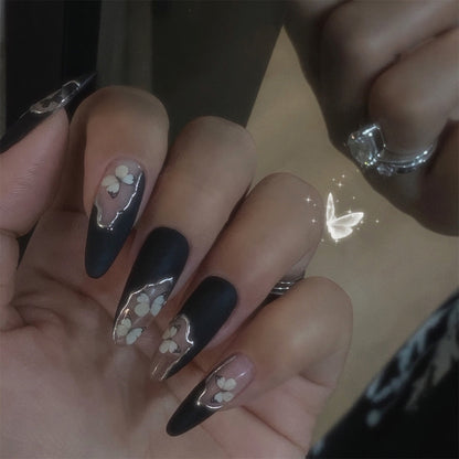 24p Black and White Flame Yin Yang Chessboard Pink Ballet Fake Nail Coffin Full Cover Artificial False Nails Press on Nail Art