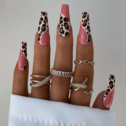 24p Black and White Flame Yin Yang Chessboard Pink Ballet Fake Nail Coffin Full Cover Artificial False Nails Press on Nail Art