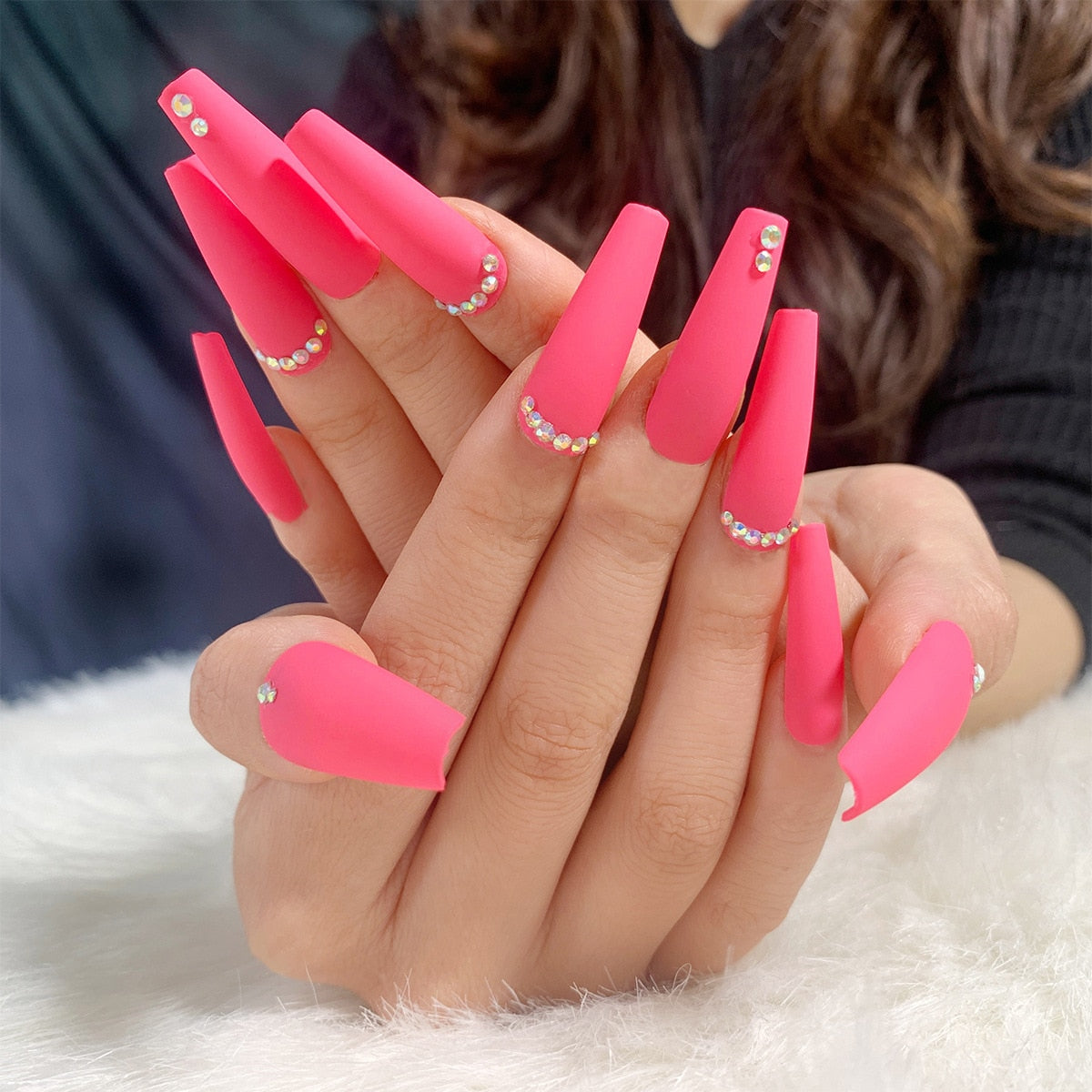 24p Black and White Flame Yin Yang Chessboard Pink Ballet Fake Nail Coffin Full Cover Artificial False Nails Press on Nail Art