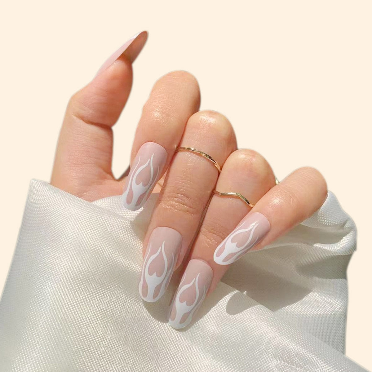 24p Black and White Flame Yin Yang Chessboard Pink Ballet Fake Nail Coffin Full Cover Artificial False Nails Press on Nail Art