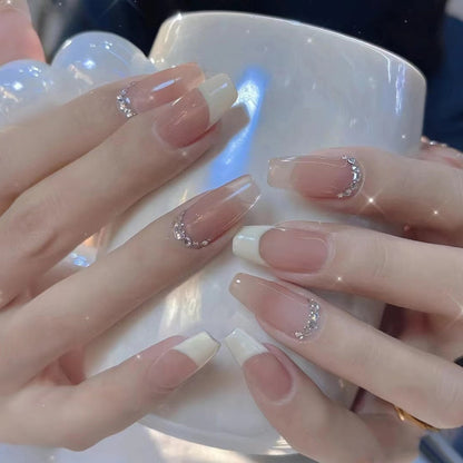 24pcs 2024 Ballet False Nail Full Cover Fake Nail Butterfly Love Nails Tip French Coffin Nails Press on Nails
