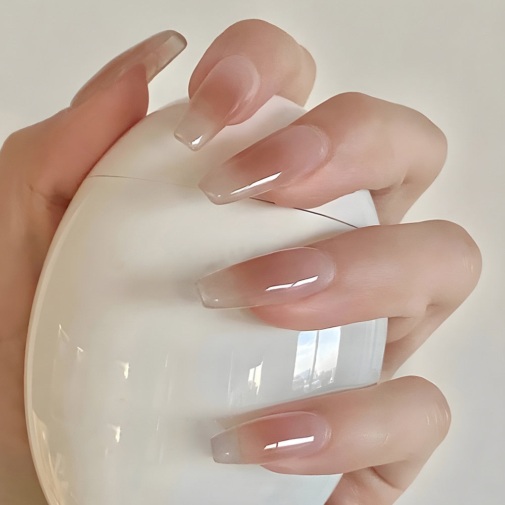 24pcs 2024 Ballet False Nail Full Cover Fake Nail Butterfly Love Nails Tip French Coffin Nails Press on Nails