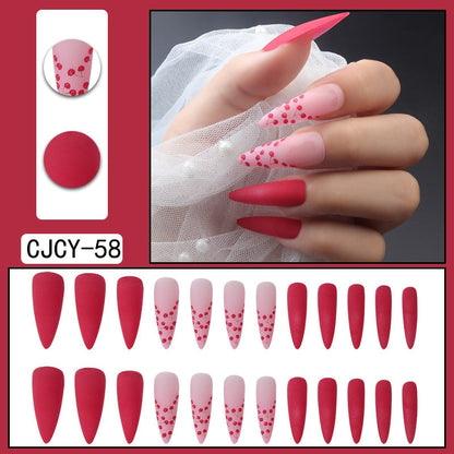 24pcs/Box Charming Pink Flame Short Ballet Wearable Fake Nails press on Square Head Full Cover Detachable Finished Fingernails