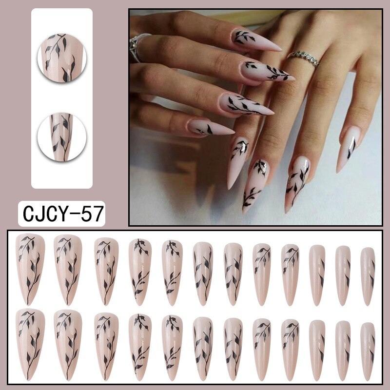 24pcs/Box Charming Pink Flame Short Ballet Wearable Fake Nails press on Square Head Full Cover Detachable Finished Fingernails