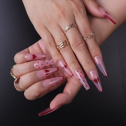 24pcs/Box Charming Pink Flame Short Ballet Wearable Fake Nails press on Square Head Full Cover Detachable Finished Fingernails
