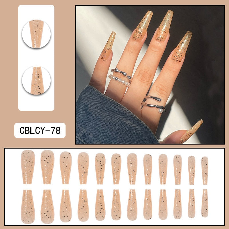 24pcs/Box Charming Pink Flame Short Ballet Wearable Fake Nails press on Square Head Full Cover Detachable Finished Fingernails