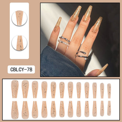 24pcs/Box Charming Pink Flame Short Ballet Wearable Fake Nails press on Square Head Full Cover Detachable Finished Fingernails