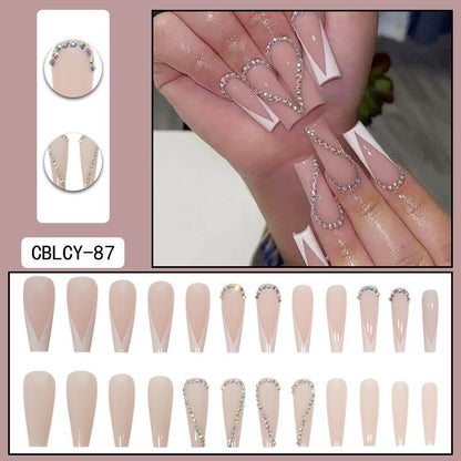 24pcs/Box Charming Pink Flame Short Ballet Wearable Fake Nails press on Square Head Full Cover Detachable Finished Fingernails