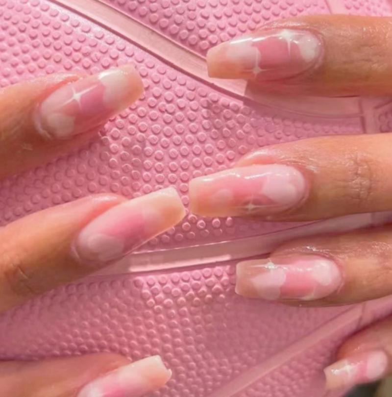 24pcs Checkerboard False Nails Wearable Fake Nails Long Coffin Full Cover Press On Square Head Manicure New French Manicuree