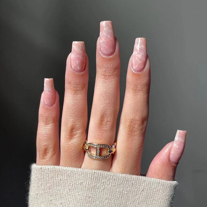 24pcs Coffin False Nails Glitter Rainbow Flowers Press on Nail Patch Short Manicure Nail Tips False Nail Acrylic Patch wholesale