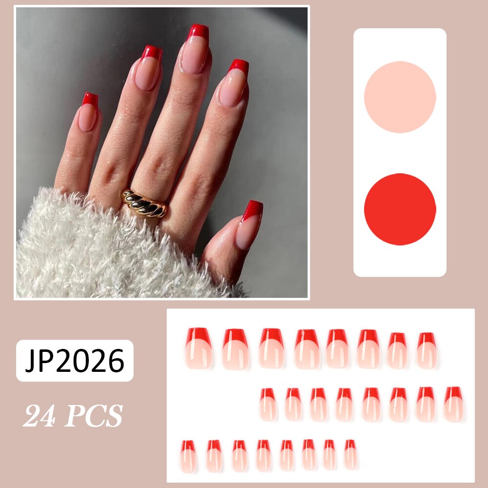 24pcs Coffin False Nails Glitter Rainbow Flowers Press on Nail Patch Short Manicure Nail Tips False Nail Acrylic Patch wholesale