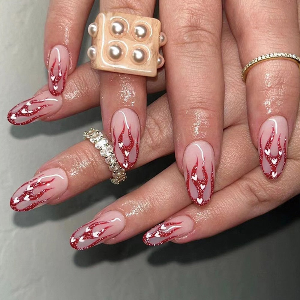 24pcs Cool y2k Style False Nails Fashion Glitter Star Design Press on Nail Patch Full Finished Wearable Artificial Nail Tips
