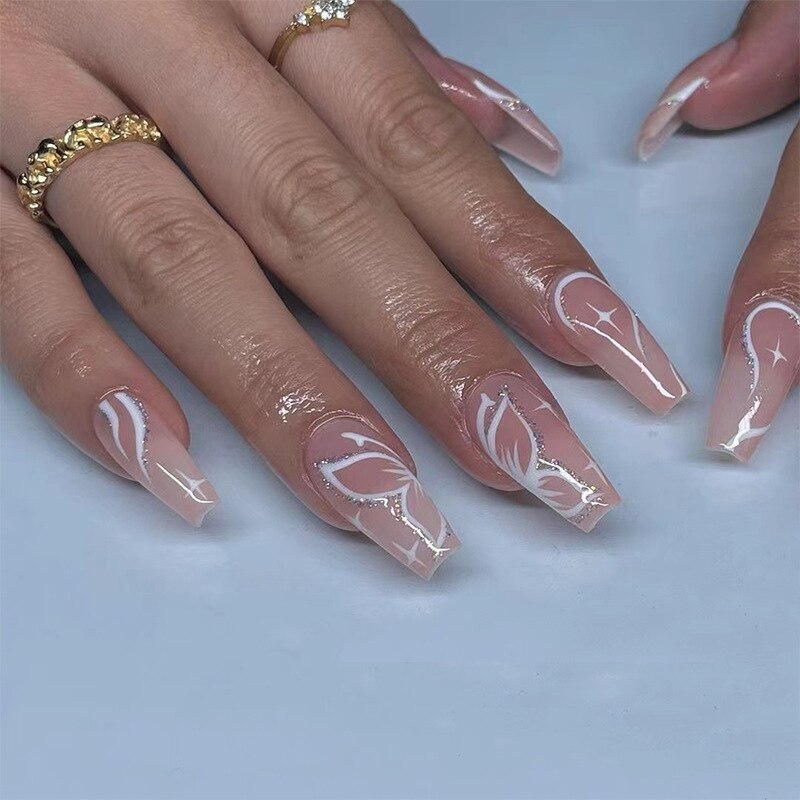 24pcs Cool y2k Style False Nails Fashion Glitter Star Design Press on Nail Patch Full Finished Wearable Artificial Nail Tips